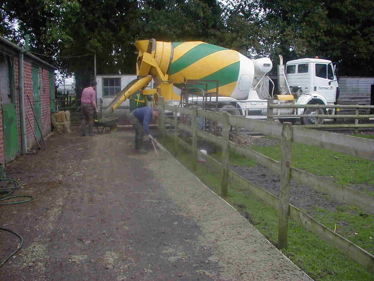 The first load of concrete arrives