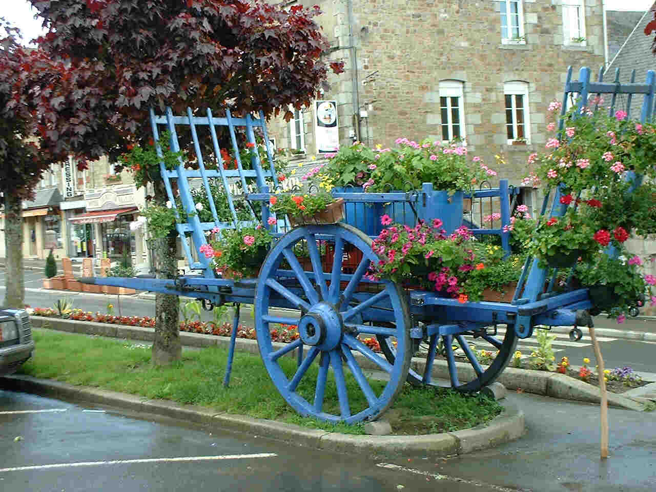 Cart in village in Calvados